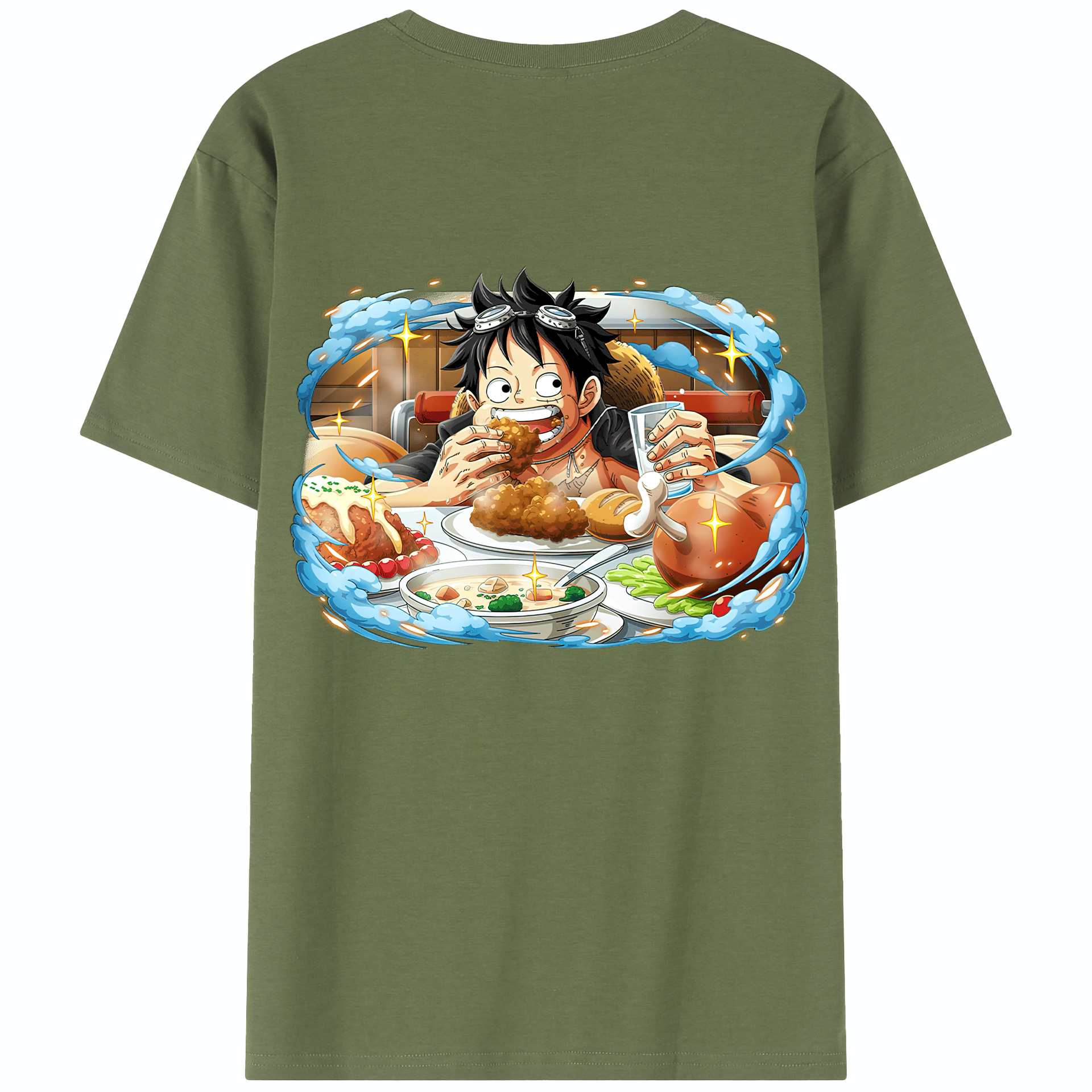ワンピース モンキー・D・ルフィ ONE PIECE Monkey D. Luffy 綿100％半袖Tシャツ（背面プリント）